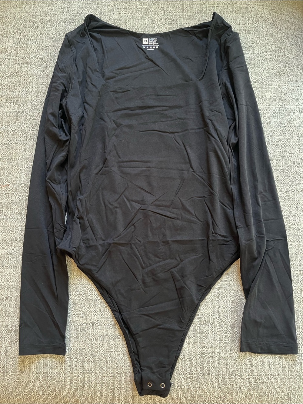 Black Long-Sleeve Women’s Bodysuit - Sleek Stretch Fit XL